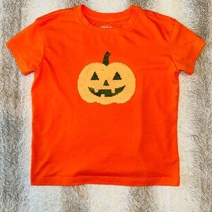 Cat & Jack Girls Orange Halloween Pumpkin T-Shirt